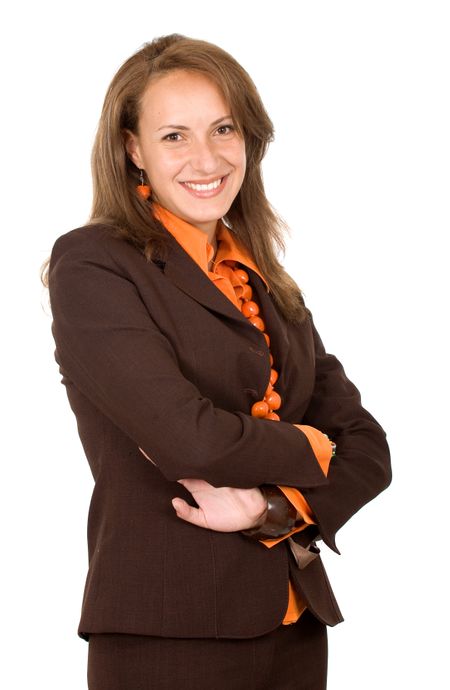 business woman portrait - isolated over a white background