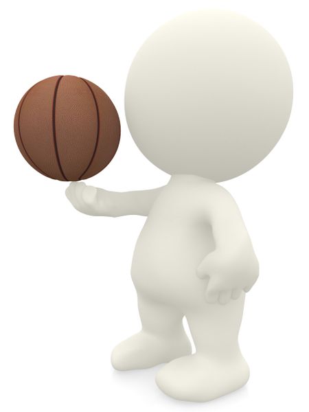 3D basketball player spinning the ball on his finger - isolated
