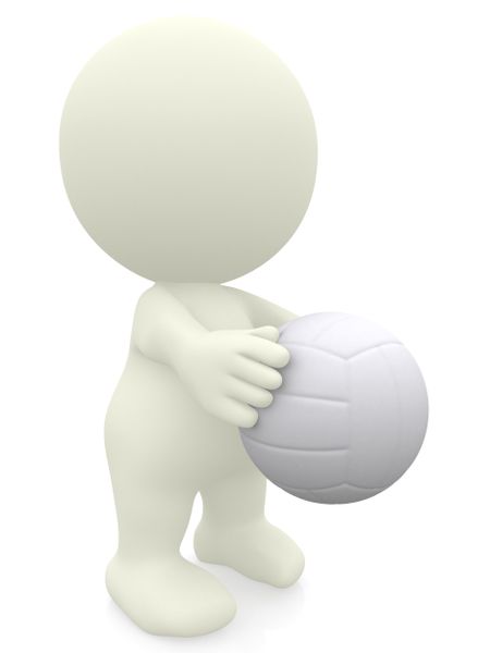 3D volleyball player holding the ball isolated over a white background