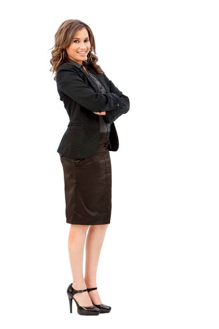 Full body business woman isolated over a white background