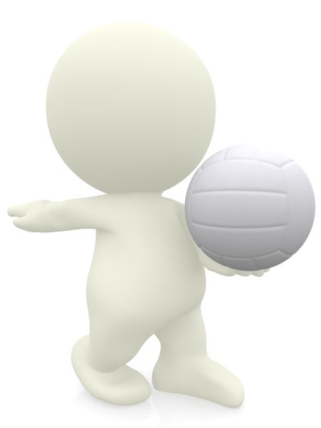 3D volleyball player serving isolated over a white background