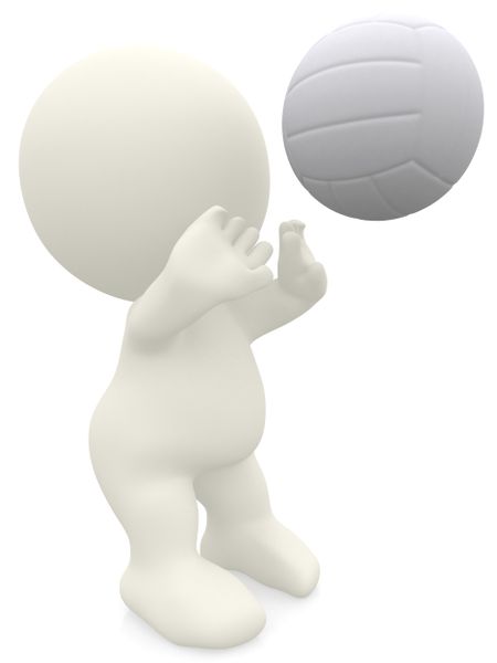 3D volleyball player isolated over a white background