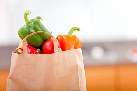 Shopping bag full of fruits and vegetables