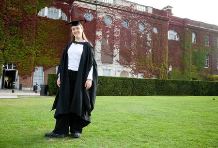 portrait of a female graduating at university