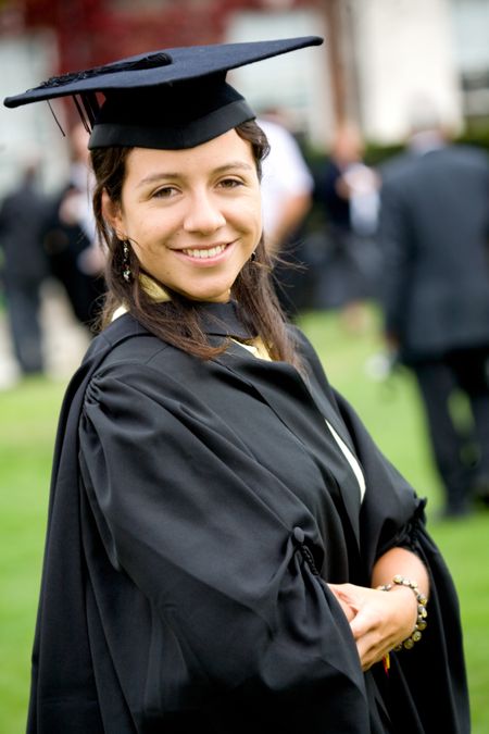 portrait of a female graduating at university