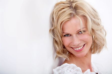 fashion woman portrait smiling isolated over a white background