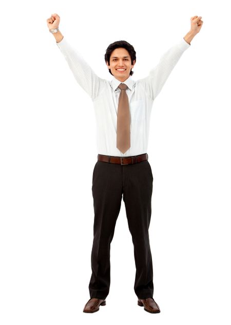 Friendly business man smiling isolated over a white background