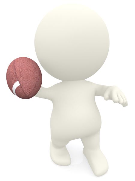 3D man passing a football ball isolated over a white background