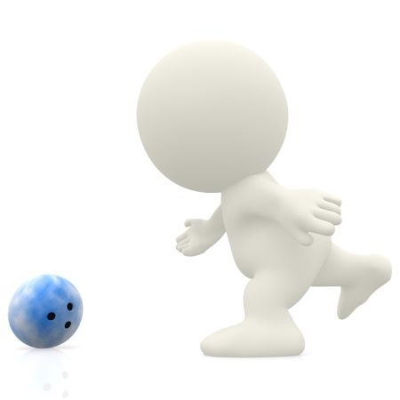 3D person bowling isolated over a white background