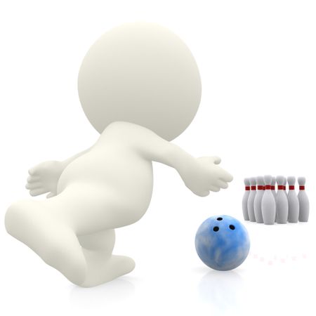 3D person bowling isolated over a white background