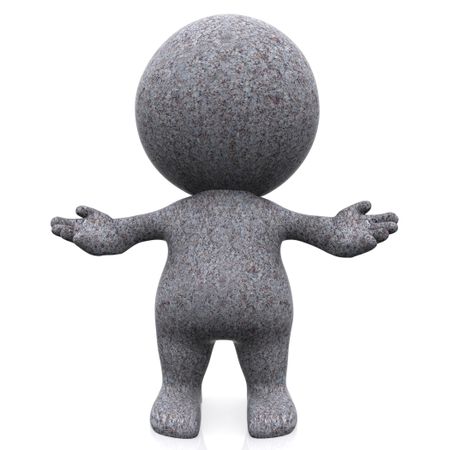 3D concrete person isolated over a white background