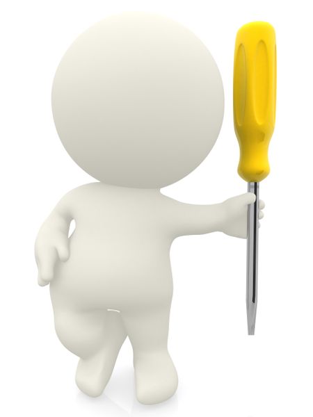 3d person with a screwdriver  isolated over a white background