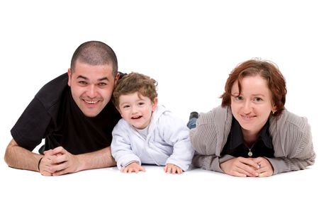 happy family portrait isolated over a white background
