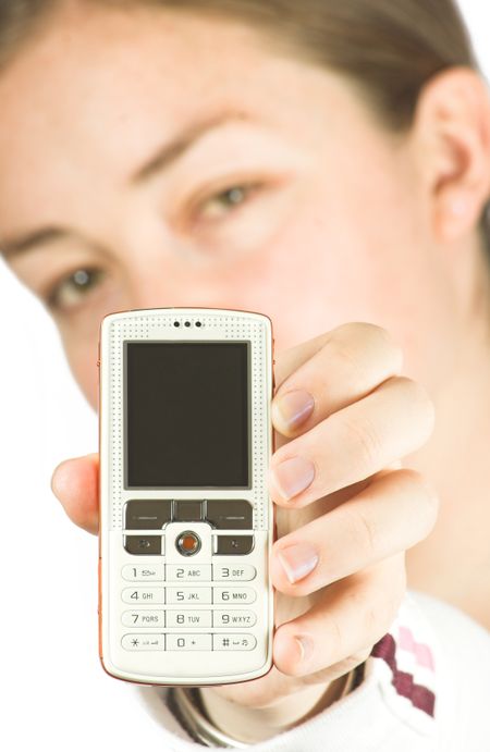 beautiful woman holding a cell phone