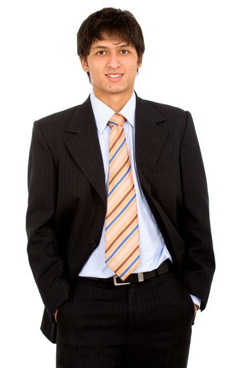confident young business man portrait - isolated over a white background