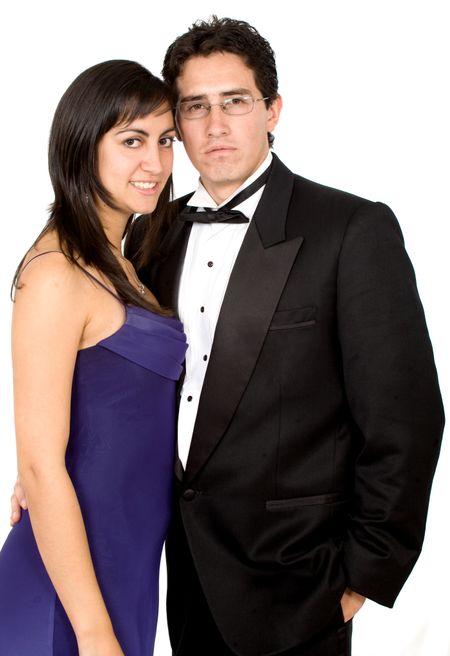 couple on a date isolated over a white background