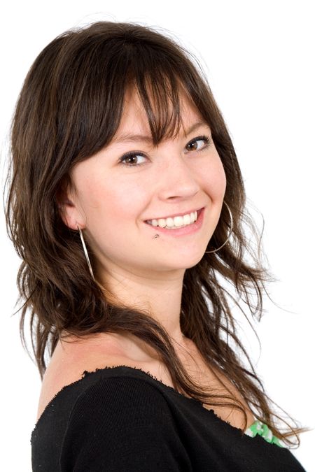 Casual woman portrait over a white background