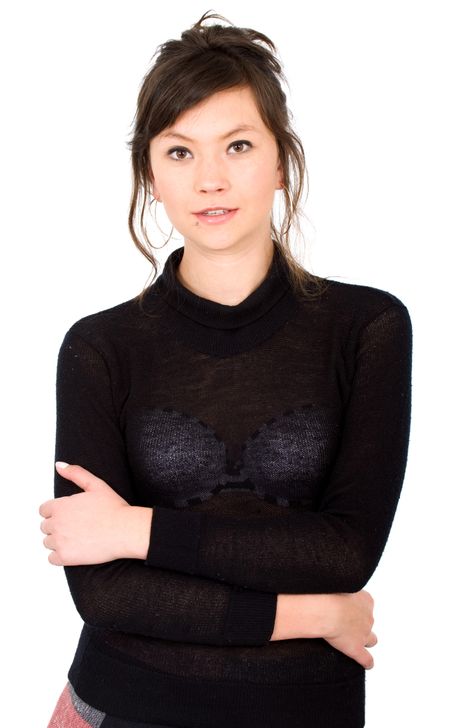 Casual woman portrait over a white background