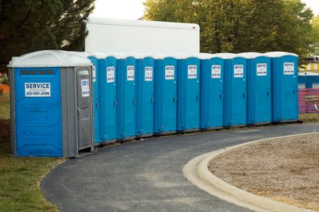 Row of portable toilets
