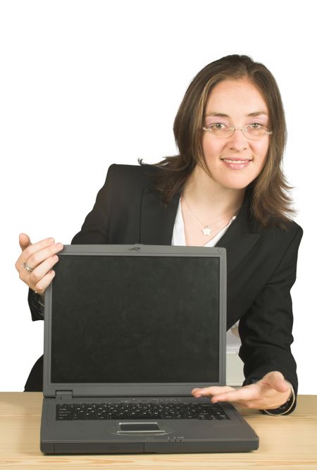 business woman presenting on her laptop