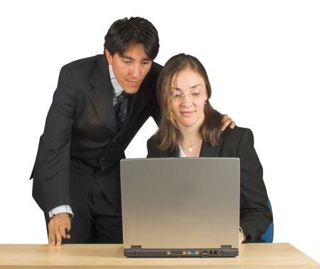 business couple on laptop computer