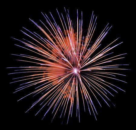 Red, white, and blue in night sky: slightly off-center burst of fireworks (more in my gallery)