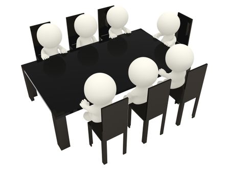 3D people in a business meeting isolated over a white background