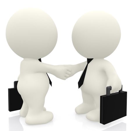 3D business people handshake - isolated over a white background