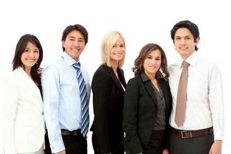 Business group in a row isolated over a white background