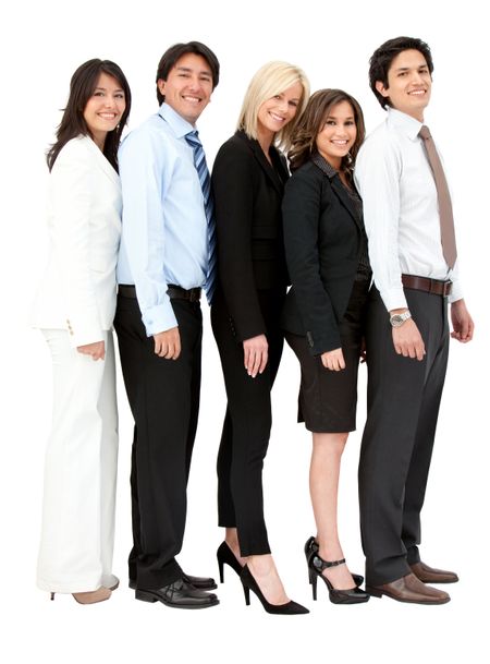 Business group in a row isolated over a white background