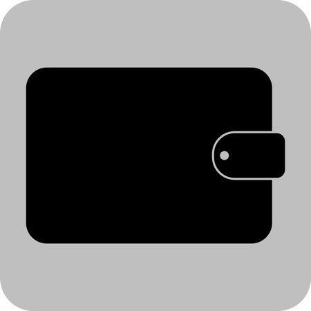 Vector Illustration of a black wallet icon with grey background

