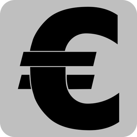 Vector Illustration of a large Euro currency symbol in black with grey background
