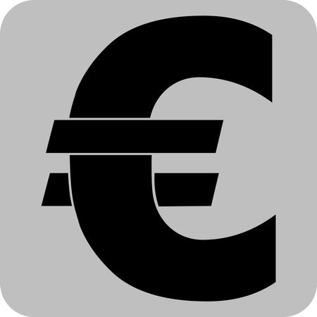 Vector Illustration of a large Euro currency symbol in black with grey background