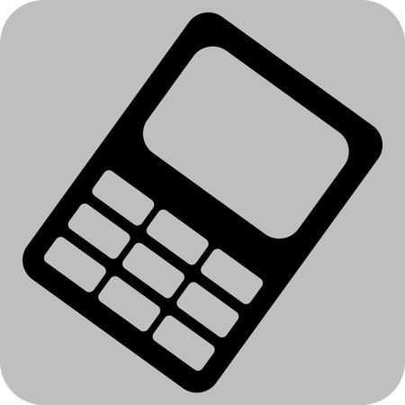 Calculator vector icon in black with grey background