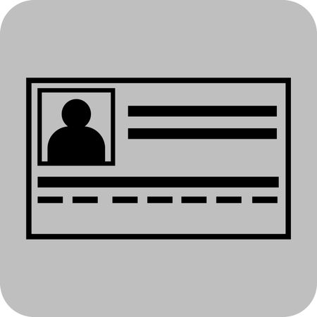 Vector Illustration of an identity card icon with photo placeholder in black on gray background