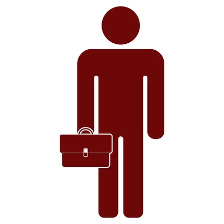 Vector Illustration of businessman icon holding briefcase in brown
