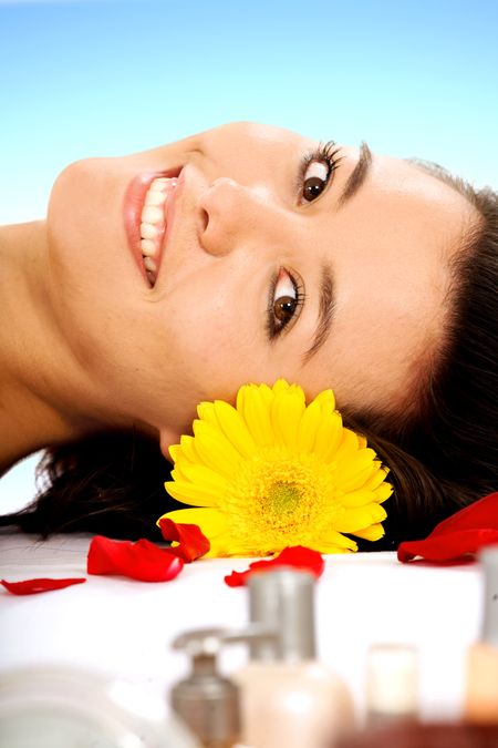 Beauty and Spa - girl pampering herself