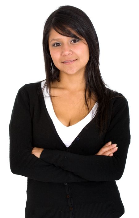 business woman portrait - isolated over a white background