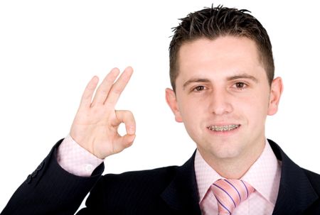 confident business man portrait - isolated over a white background