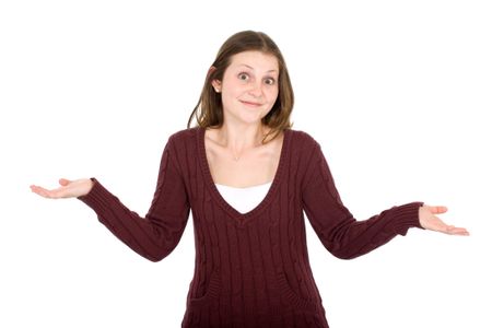 confused casual girl isolated over a white background