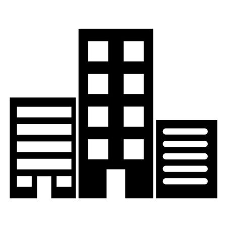 Vector illustration of multistory commercial building icon in black