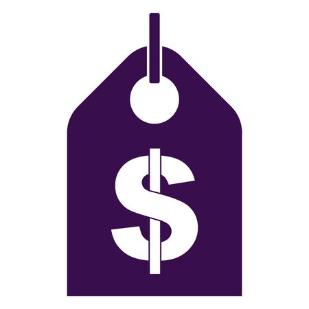 Vector Illustration with Violet Money Tag Icon
