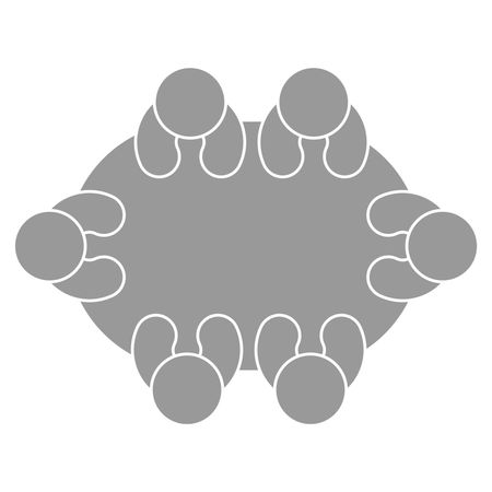 Vector Illustration with Gray Group Person Table Icon
