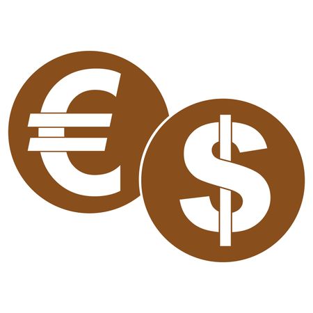 Vector Illustration with Brown Euro & Dollar Icon
