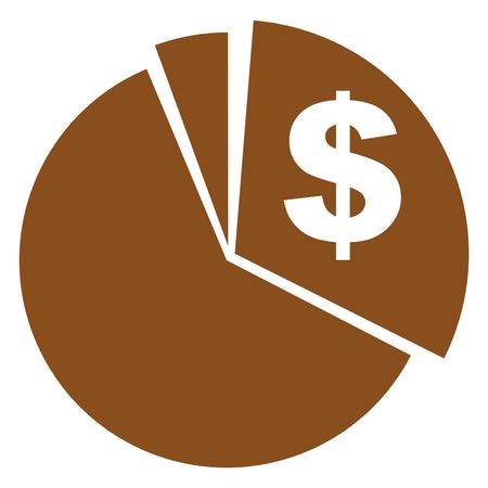 Vector Illustration with Brown Pie Chart Dollar Icon
