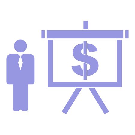 Vector Illustration with Purple Person and a board with Dollar Icon
