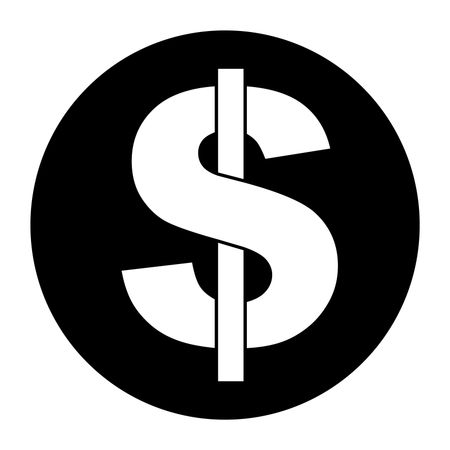Vector Illustration of Dollar symbol in white on black circle