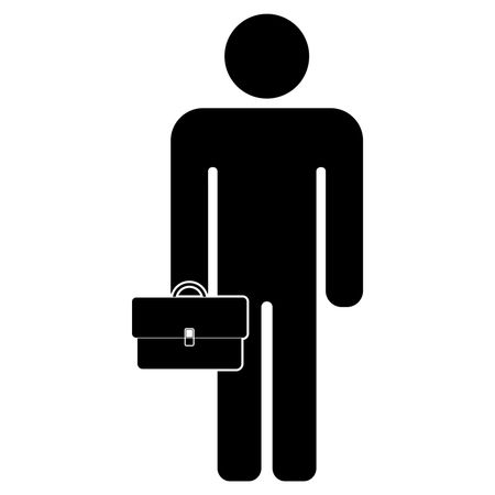 Vector Illustration with Man Holding Briefcase Icon
