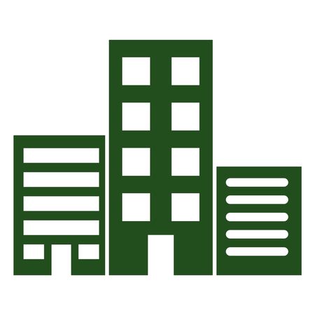 Vector Illustration with Green Building Icon

