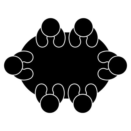 Vector Illustration of Group of Person in Table Icon in black